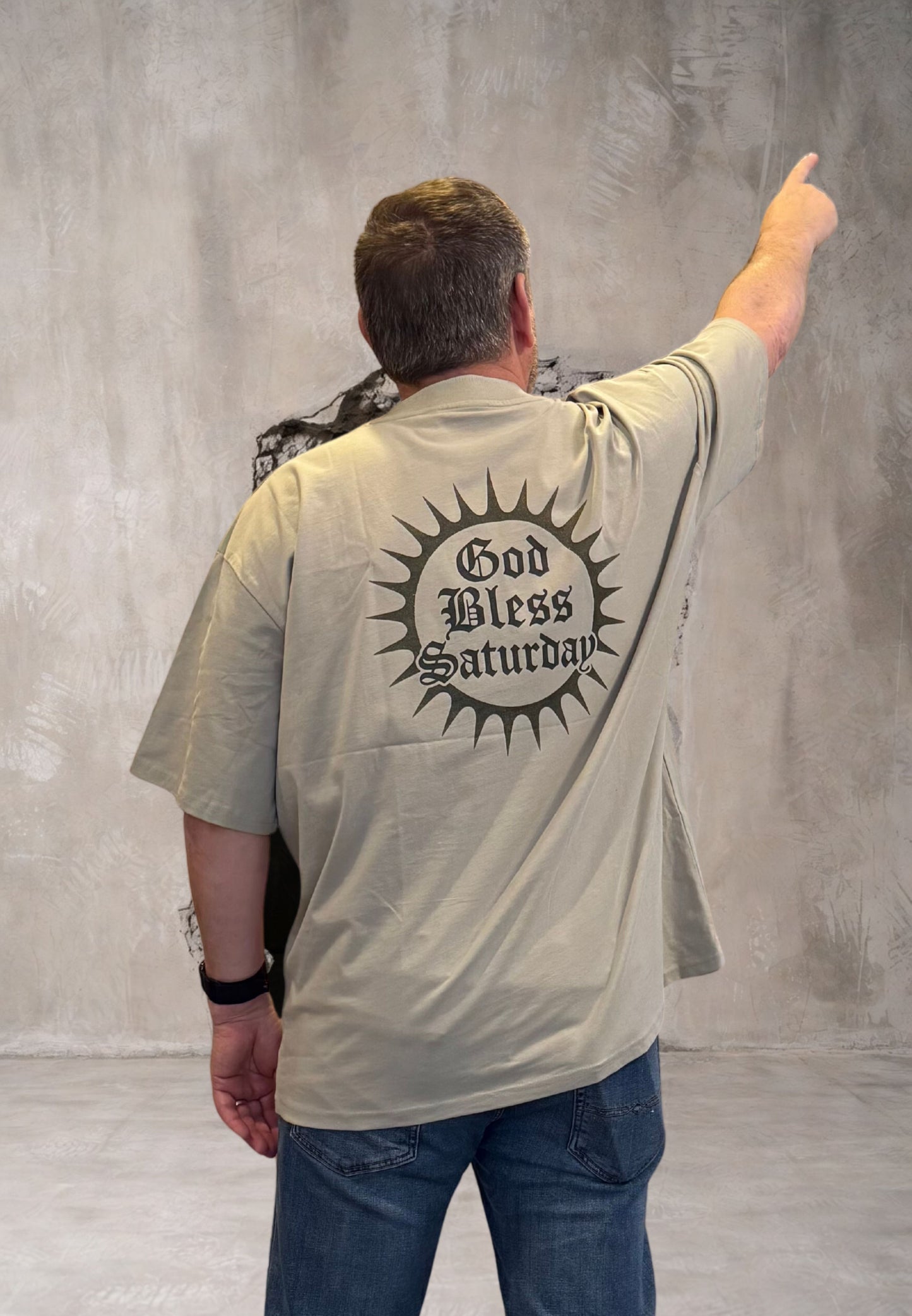 "God Bless Saturday" Organic oversized t-shirt
